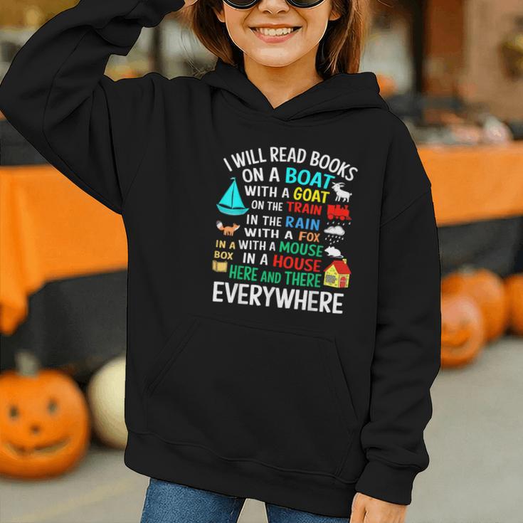 I Will Read Books On A Boat & Everywhere Graphic Youth Hoodie