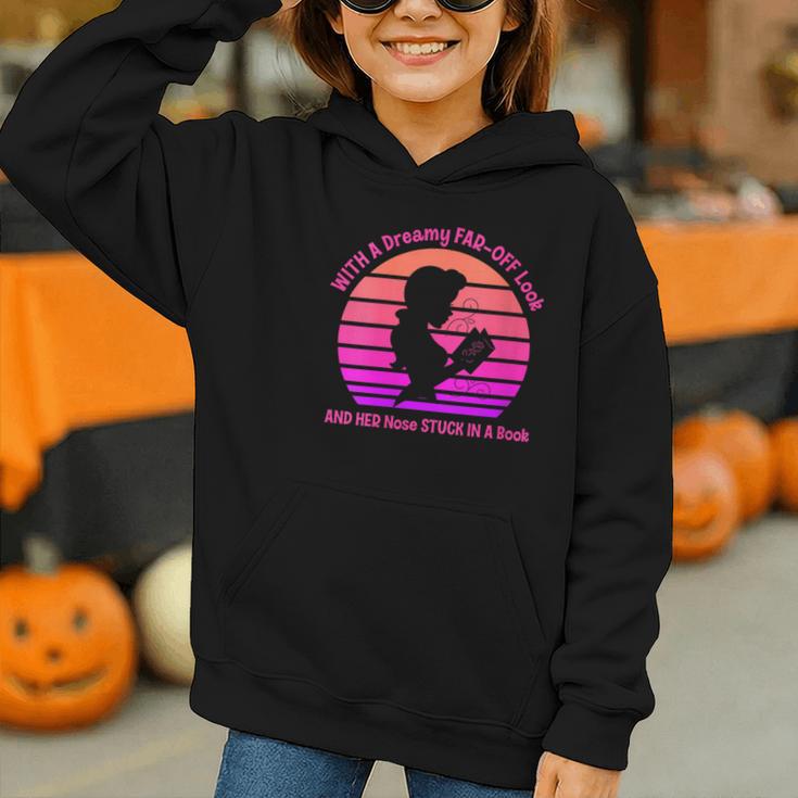 Women's With A Dreamy Far-Off Look And Her Nose Stuck In A Book Graphic Youth Hoodie