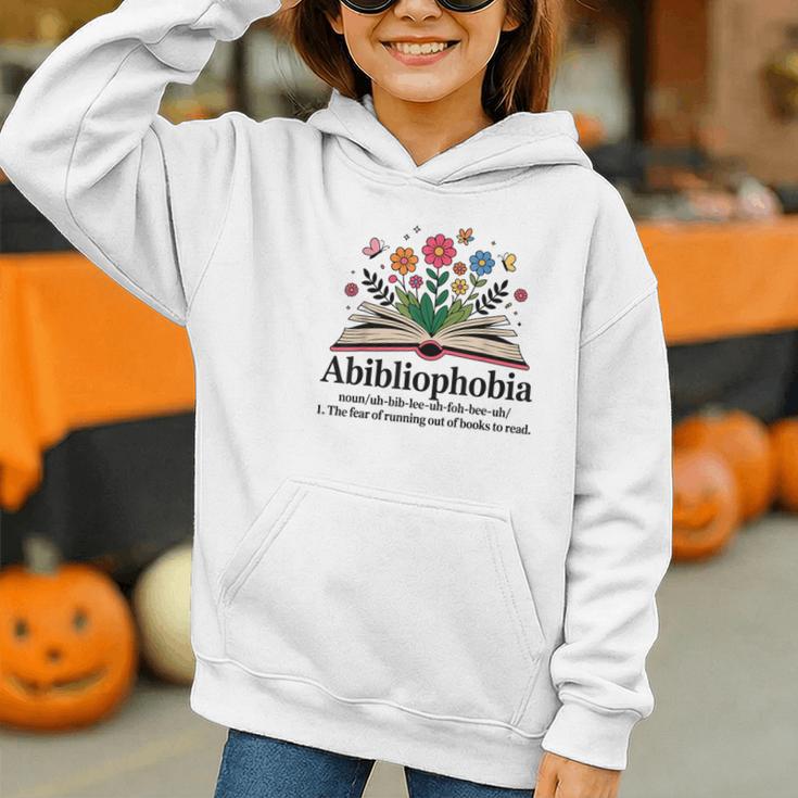 Abibliophobia Noun The Fear Of Running Out Of Books To Read Graphic Youth Hoodie
