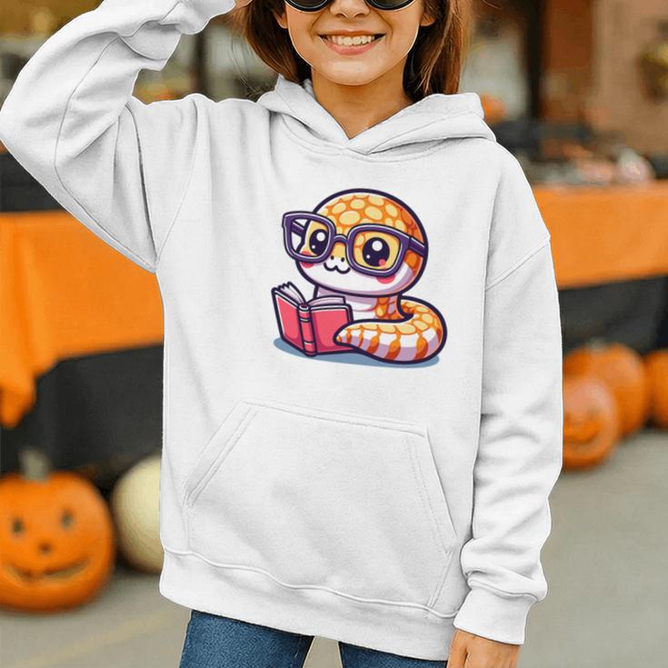 Adorable Book Lover Rattlesnake With Reading Glasses Cute Graphic Youth Hoodie Adorable Book Lover Rattlesnake With Reading Glasses Cute Graphic Youth Hoodie
