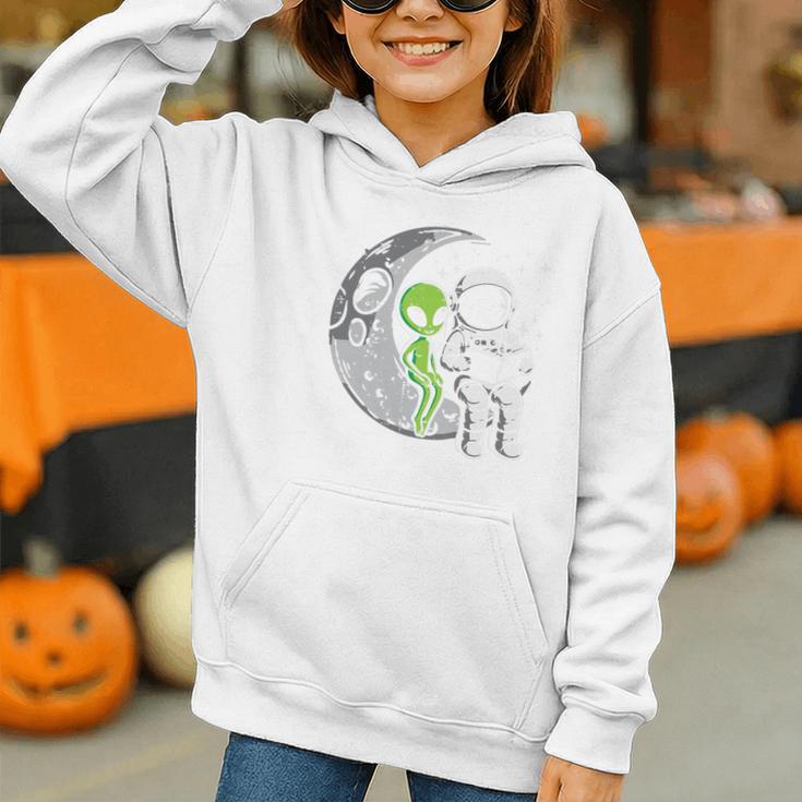 Astronaut Reading Book To Alien Moon Space Women Kids Men Premium Tri-Blend Graphic Youth Hoodie