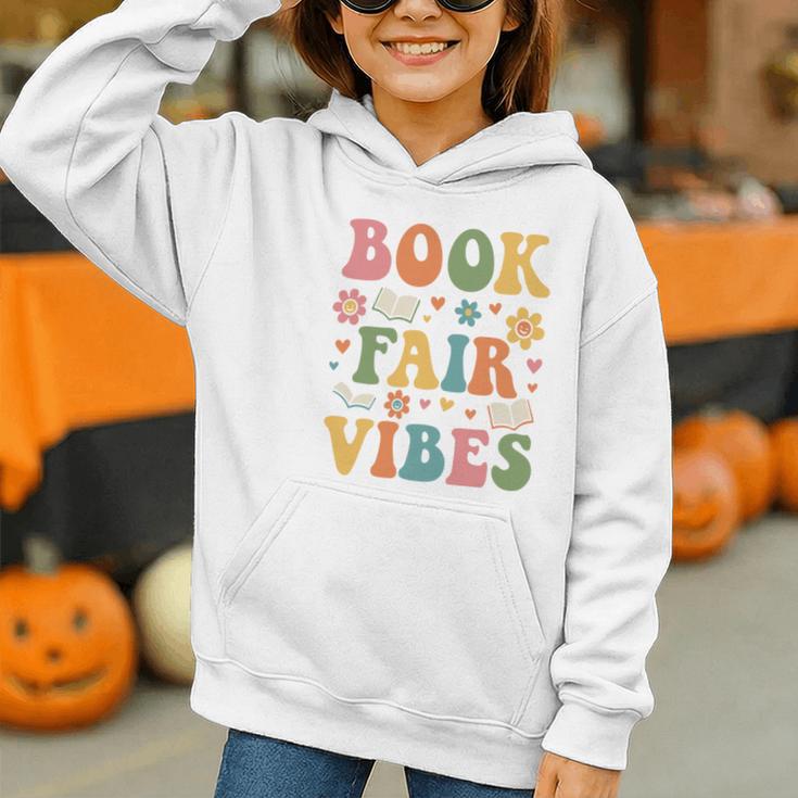 Book Fair Vibes Groovy Retro School Reading Nostalgic Graphic Youth Hoodie