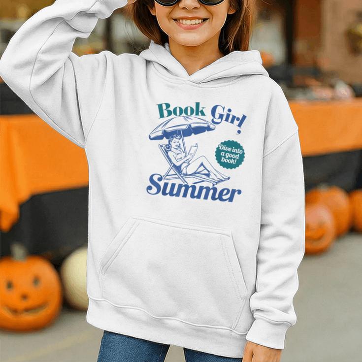 Book Girl Summer Bookish Beach Graphic Youth Hoodie
