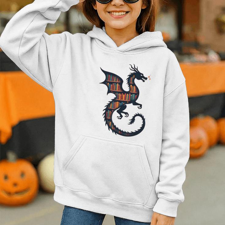 Book Lover Bookworm Reading Books Dragon Graphic Youth Hoodie