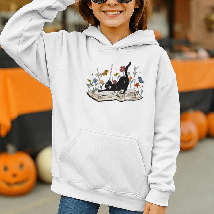 Cute Cat Flower Garden Book Kitty Reading Floral Men Women Girls Kids Graphic Youth Hoodie Cute Cat Flower Garden Book Kitty Reading Floral Men Women Girls Kids Graphic Youth Hoodie