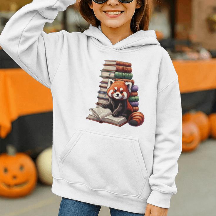 Cute Red Panda Reading Book Animal Bookworm Graphic Youth Hoodie
