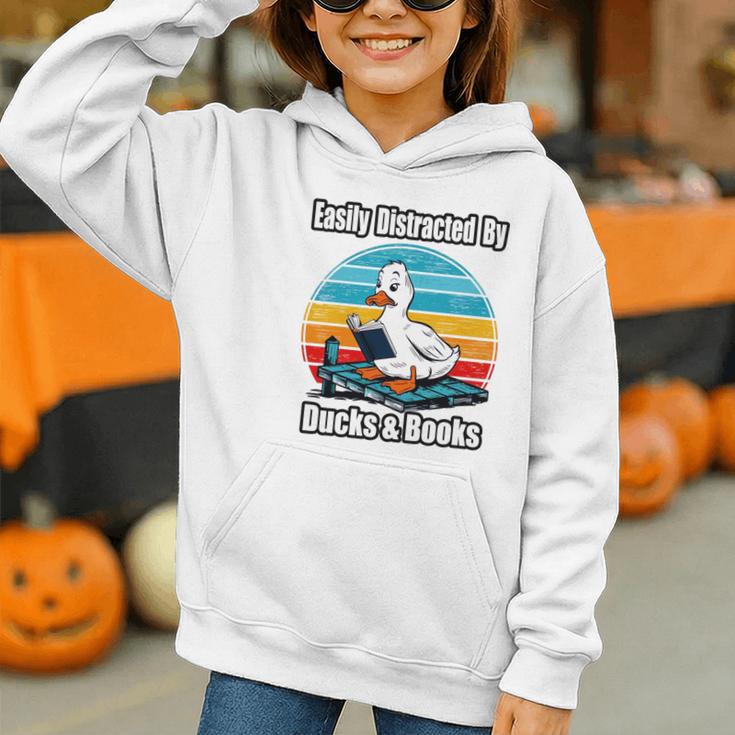 Ducks Books Lover Easily Distracted By Ducks & Books Graphic Youth Hoodie