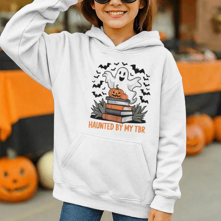 Haunted By My TBR Boo Halloween Book Lover Librarian Graphic Youth Hoodie