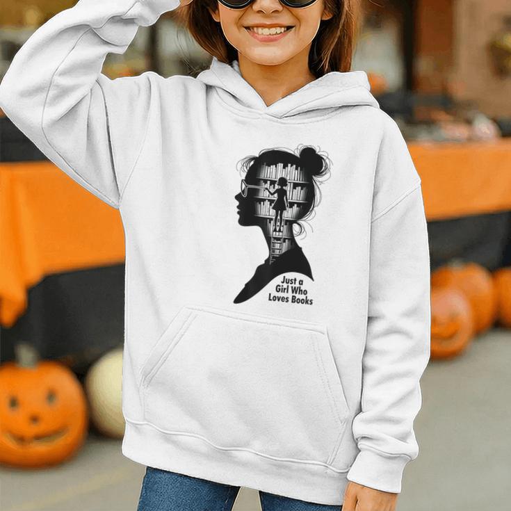 Just A Girl Who Loves Books Girls Books Lovers Graphic Youth Hoodie Just A Girl Who Loves Books Girls Books Lovers Graphic Youth Hoodie