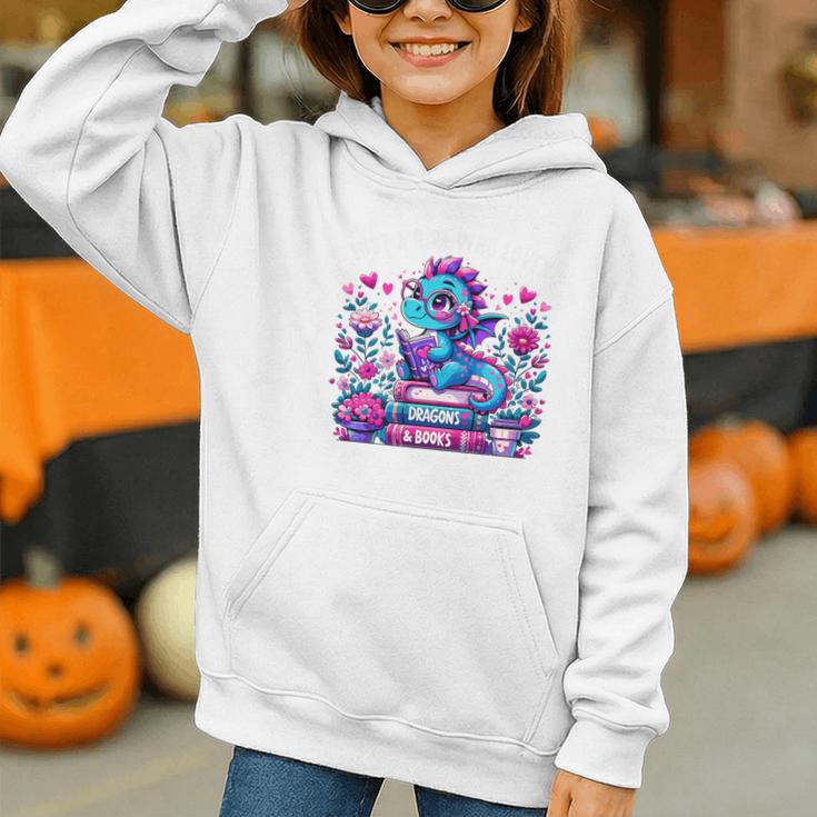 Just A Girl Who Loves Dragons And Books Cute Dragon Reading Premium Tri-Blend Graphic Youth Hoodie