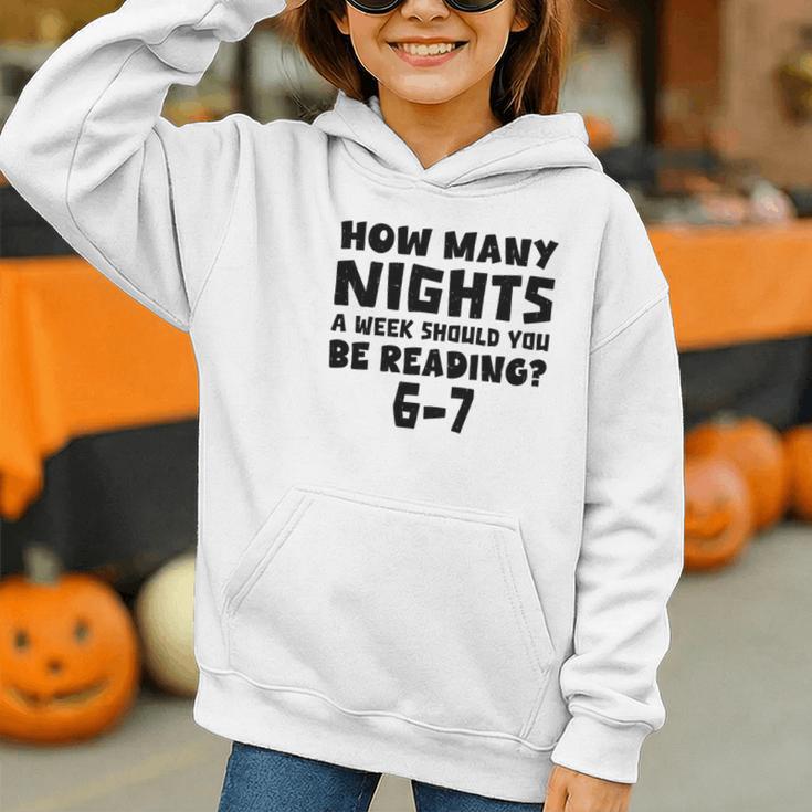 How Many Nights A Week Should You Be Reading 6-7 Book Lover Premium Tri-Blend Graphic Youth Hoodie How Many Nights A Week Should You Be Reading 6-7 Book Lover Premium Tri-Blend Graphic Youth Hoodie