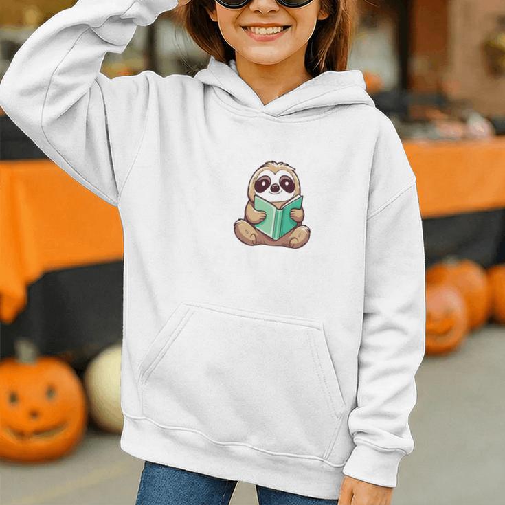 I Read Past My Bedtime Reading Sloth Book Lover Graphic Youth Hoodie