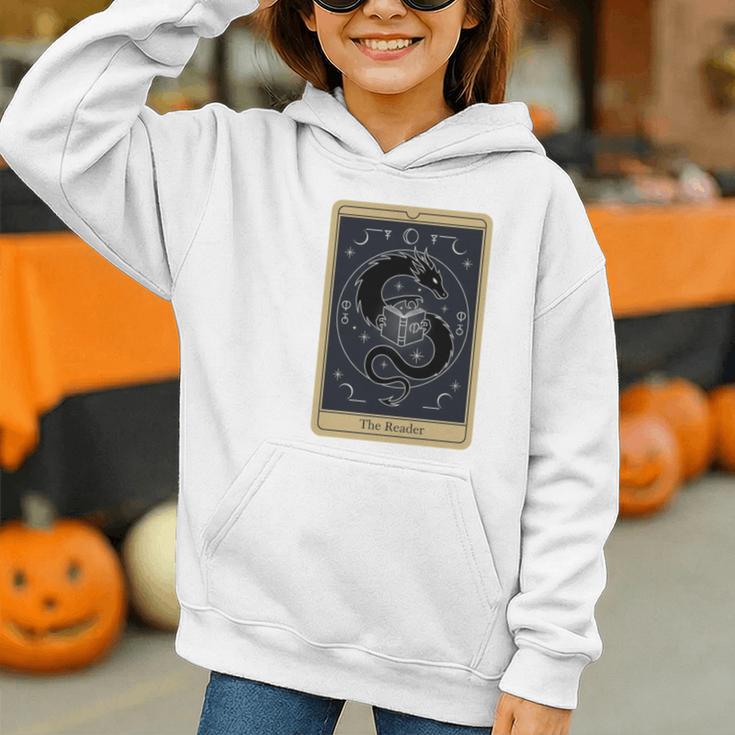 The Reader Tarot Card Mystic Dragon Book Magic Graphic Youth Hoodie