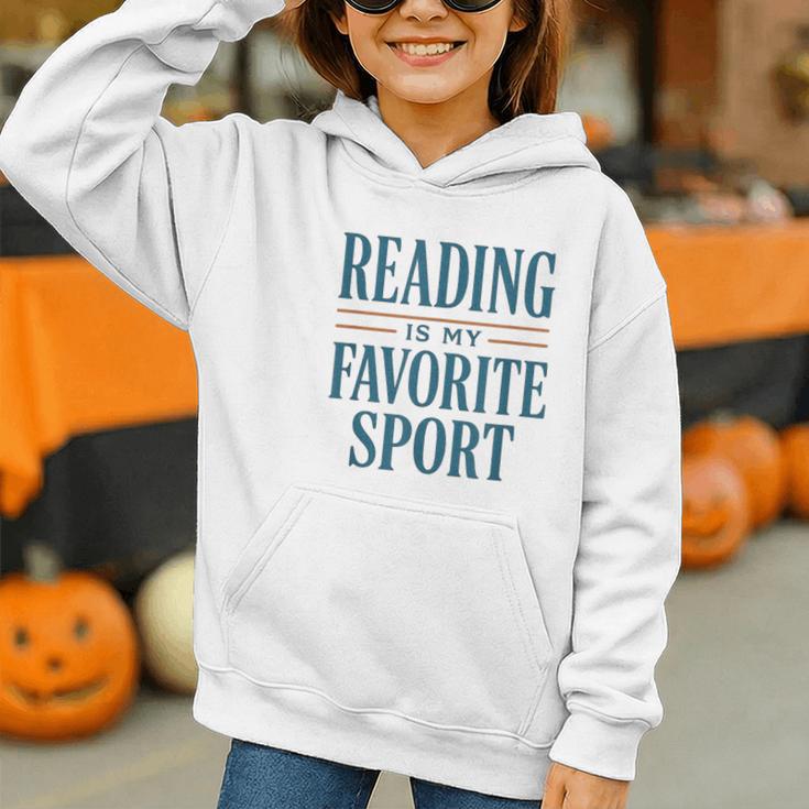 Reading Is My Favorite Sport Literary Book Lover Typography Graphic Youth Hoodie