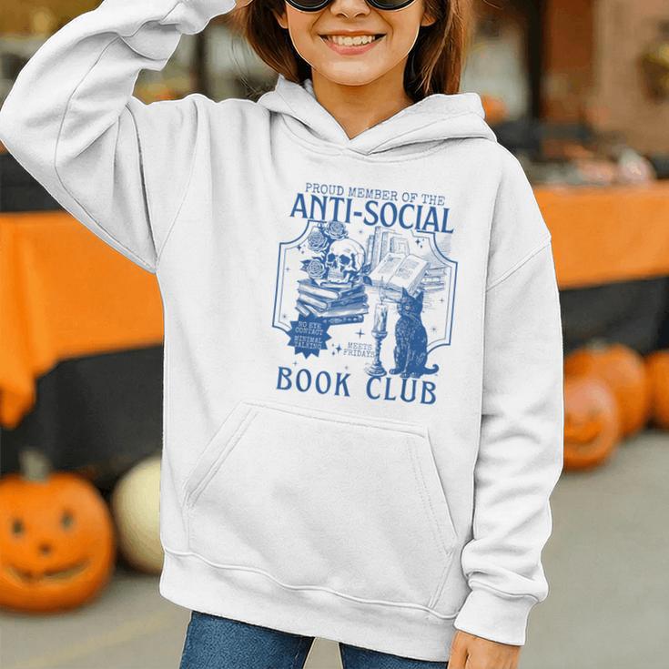 Sarcastic Anti Social Book Club Cat Skull Book Lover Graphic Youth Hoodie Sarcastic Anti Social Book Club Cat Skull Book Lover Graphic Youth Hoodie