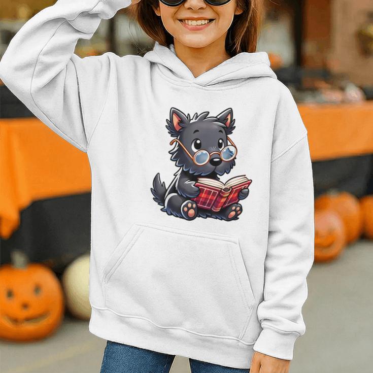 Scottish Terrier Reading a Book Dog Graphic Youth Hoodie Scottish Terrier Reading a Book Dog Graphic Youth Hoodie