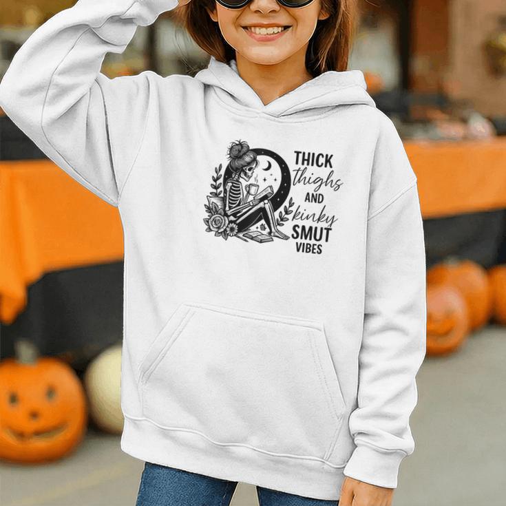 Thick Thighs And Kinky Smut Vibes Spicy Book Lovers Graphic Youth Hoodie
