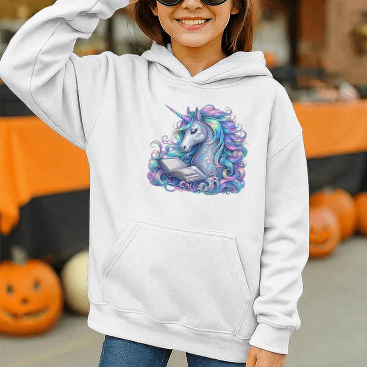 Unicorn Reading For Book Lovers Readers Graphic Youth Hoodie