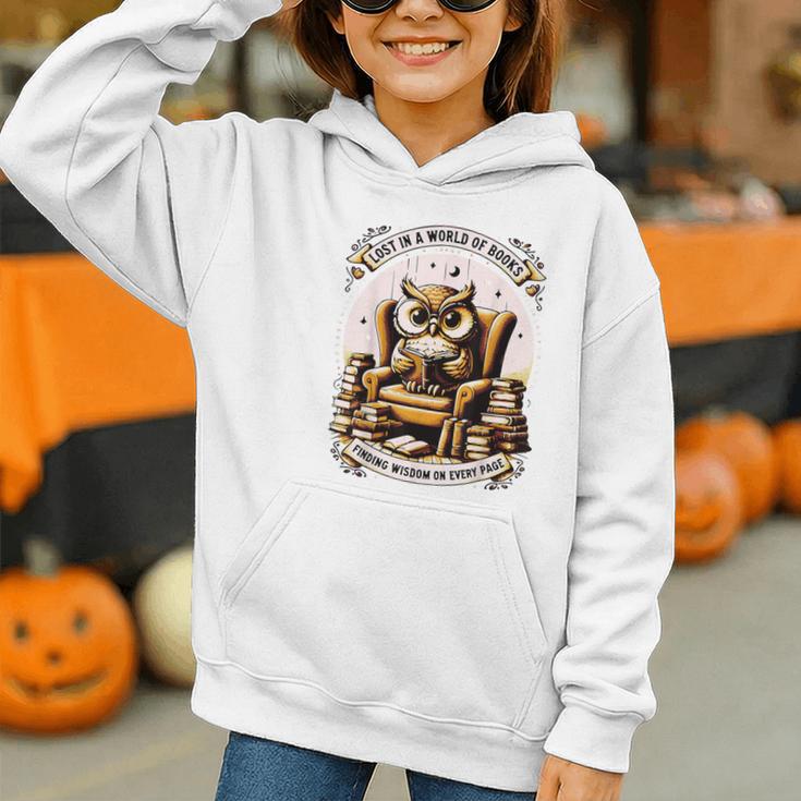 Wise Owl Reading Books Graphic Youth Hoodie