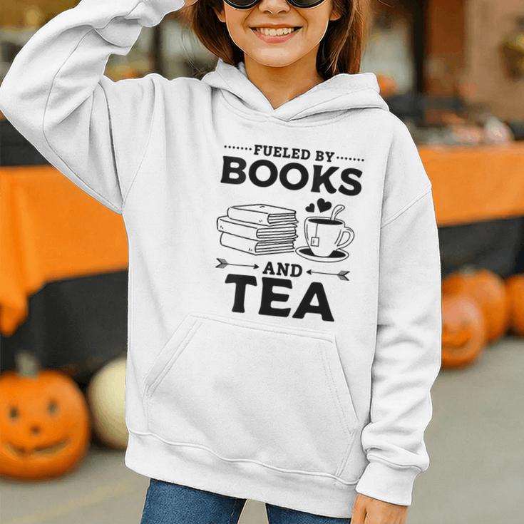 Women's Fueled By Books And Tea Book Lover Bookworm Reading Books Graphic Youth Hoodie
