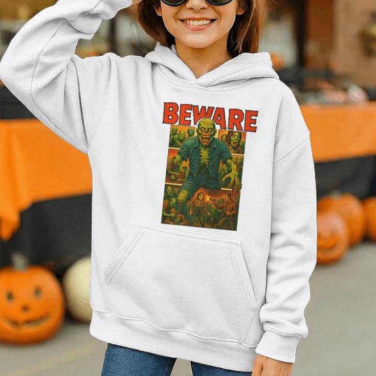 Zombie Tee Horror Movie Poster Vintage Comic Book Graphic Premium Graphic Youth Hoodie