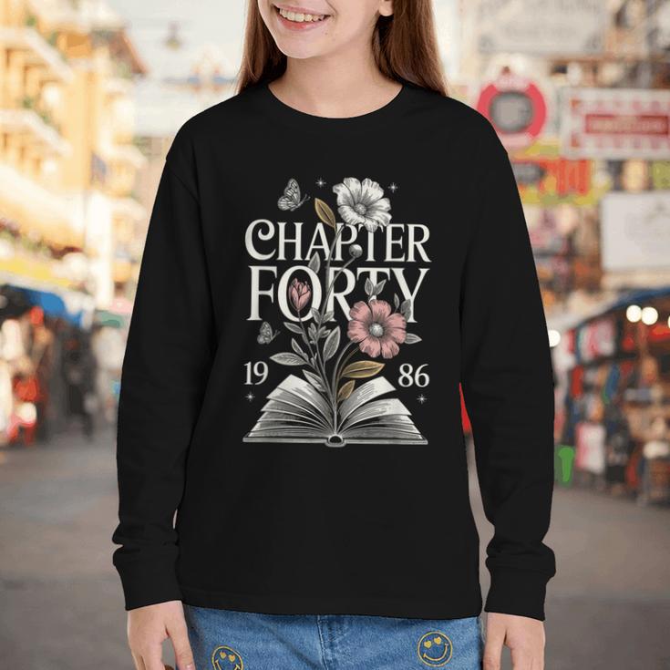 1986 Chapter Forty 40th Birthday Wildflower Book 40 Year Old Youth Long Sleeve Tee 1986 Chapter Forty 40th Birthday Wildflower Book 40 Year Old Youth Long Sleeve Tee