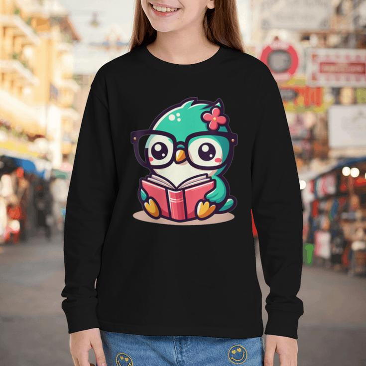 Adorable Book Lover Humming Bird With Reading Glasses Cute Youth Long Sleeve Tee Adorable Book Lover Humming Bird With Reading Glasses Cute Youth Long Sleeve Tee