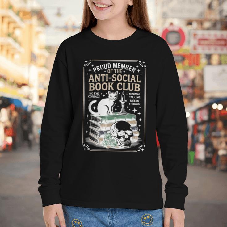 Anti-Social Book-Club Cat Graphic Youth Long Sleeve Tee Anti-Social Book-Club Cat Graphic Youth Long Sleeve Tee