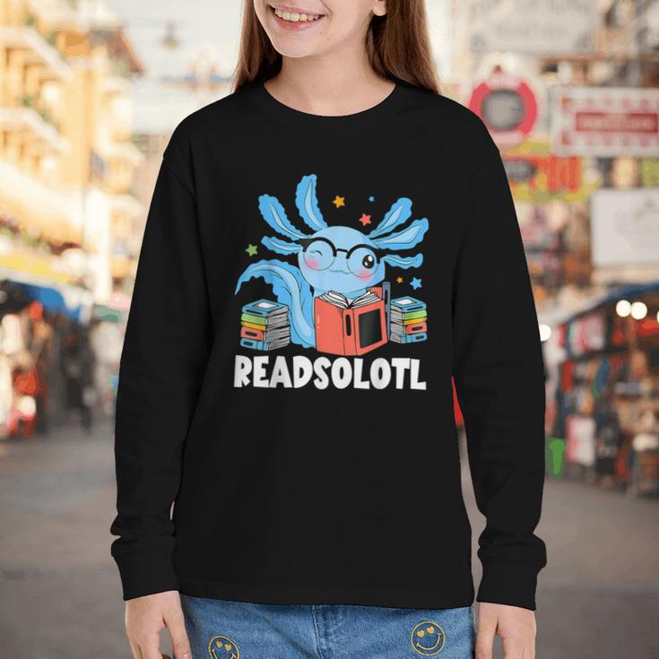 Axolotl Read Book Kawaii Reading Books For Men Women Youth Long Sleeve Tee