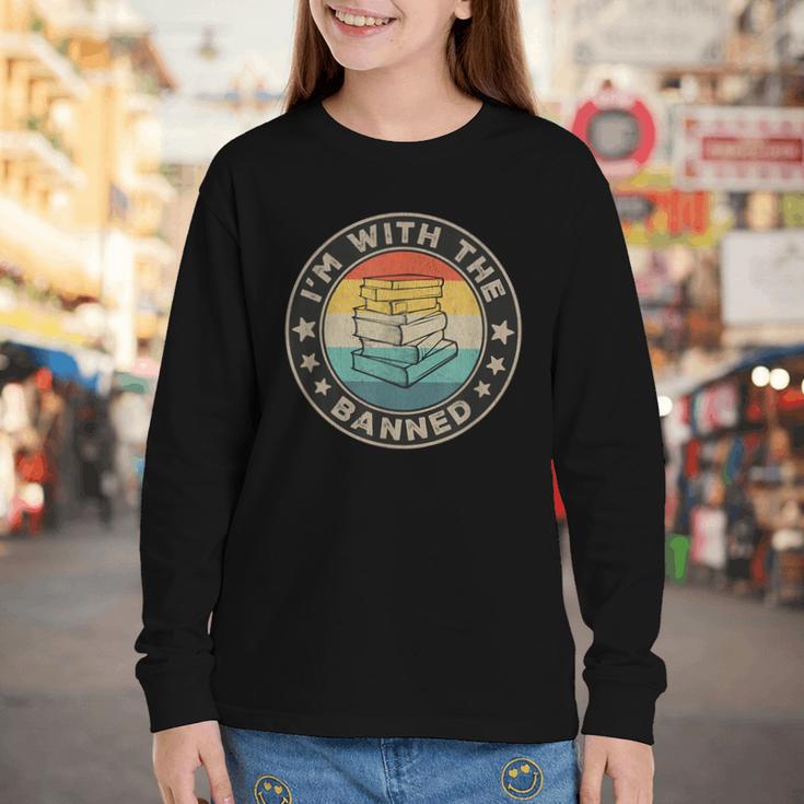Im With The Banned Book Readers Retro Librarians Teachers Youth Long Sleeve Tee