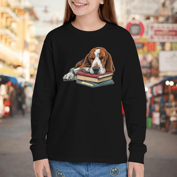 Basset Hound Books Dog Breed Graphic Youth Long Sleeve Tee