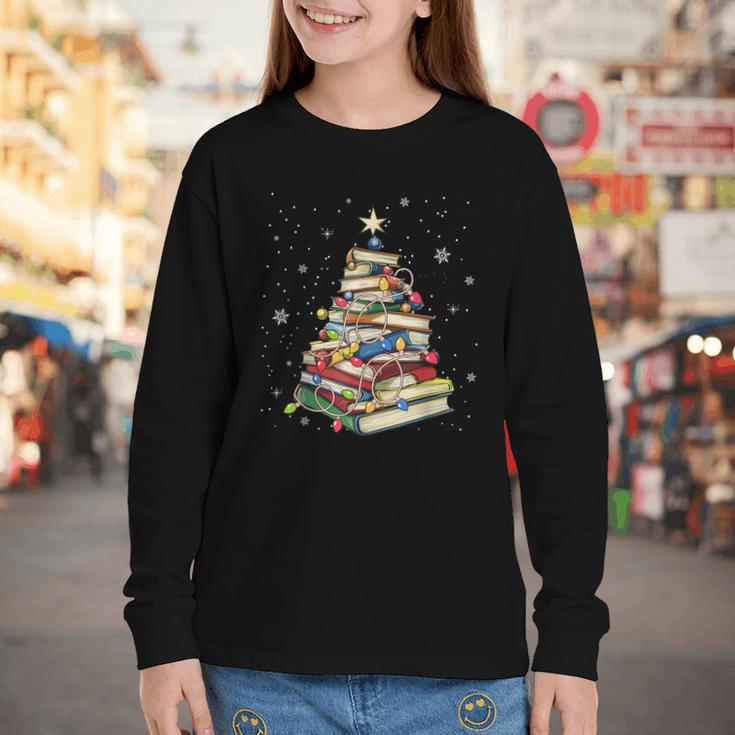 Book Christmas Tree Teacher Book Lover Crew Neck Modern Classic Christmas Small Short Sleeve -Adults -Kids Youth Long Sleeve Tee
