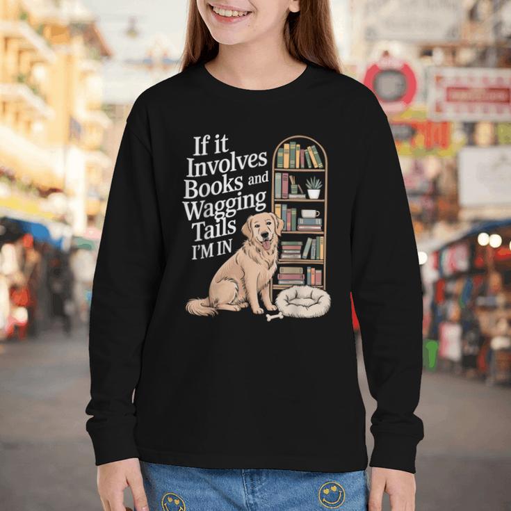 Book And Dog Lover Bookworm Reader Book Lover Youth Long Sleeve Tee