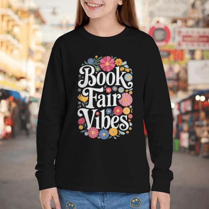 Book Fair Vibes Groovy 70s Retro School Librarian Youth Long Sleeve Tee