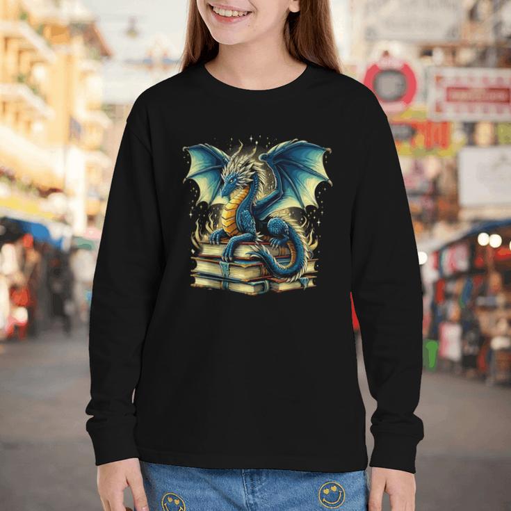 Book Lover Reading Fantasy Dragon Youth Long Sleeve Tee