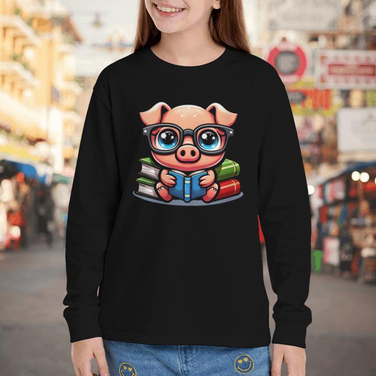 Book Lover Reading Pig Youth Long Sleeve Tee Book Lover Reading Pig Youth Long Sleeve Tee