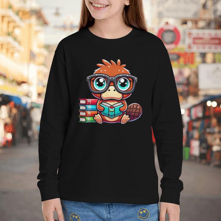 Book Lover Reading Platypus Youth Long Sleeve Tee