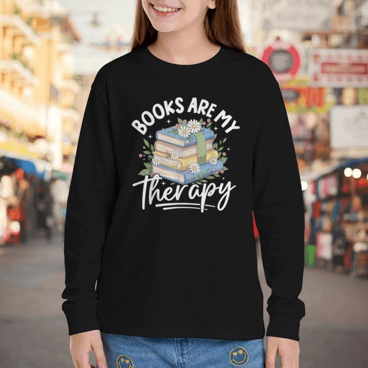 Book Are My Therapy Aesthetic Bookish Reading Youth Long Sleeve Tee Book Are My Therapy Aesthetic Bookish Reading Youth Long Sleeve Tee