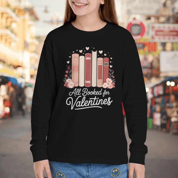 All Booked For Valentines Book Lovers Hearts Youth Long Sleeve Tee
