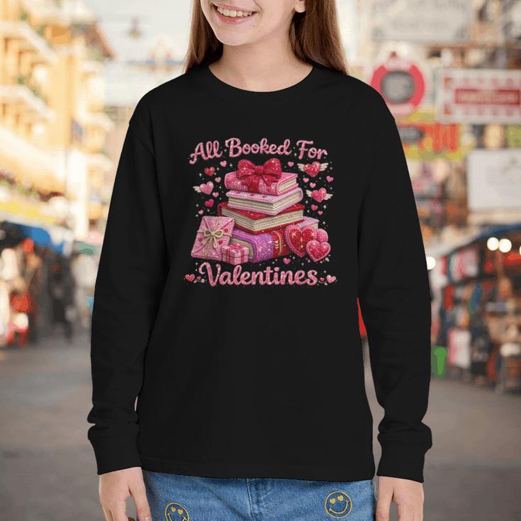 All Booked Valentine's Girly Teacher Coquette Love Youth Long Sleeve Tee