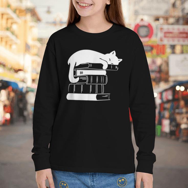 Cat Book Books And Cats Cat Lover Cat Mom Book Lovers Youth Long Sleeve Tee Cat Book Books And Cats Cat Lover Cat Mom Book Lovers Youth Long Sleeve Tee