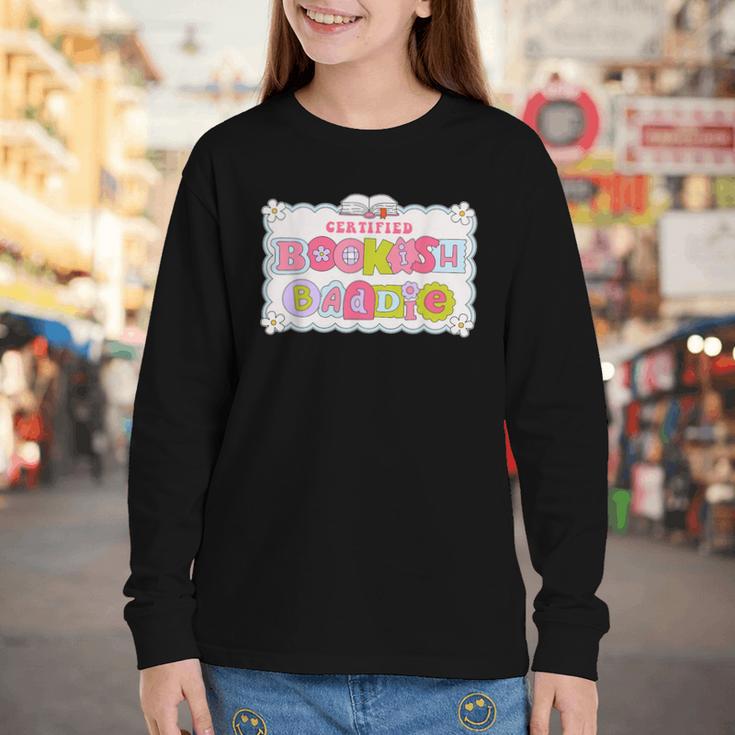 Certified Bookish Baddie Cute Book Lover Youth Long Sleeve Tee