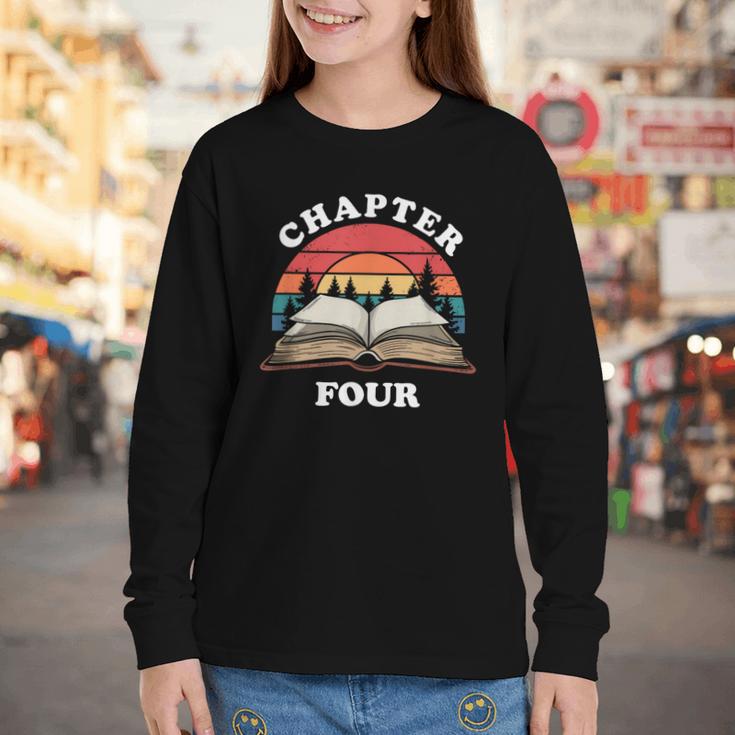 Chapter Four Book Reading 4th Birthday 4 Year Old Youth Long Sleeve Tee Chapter Four Book Reading 4th Birthday 4 Year Old Youth Long Sleeve Tee