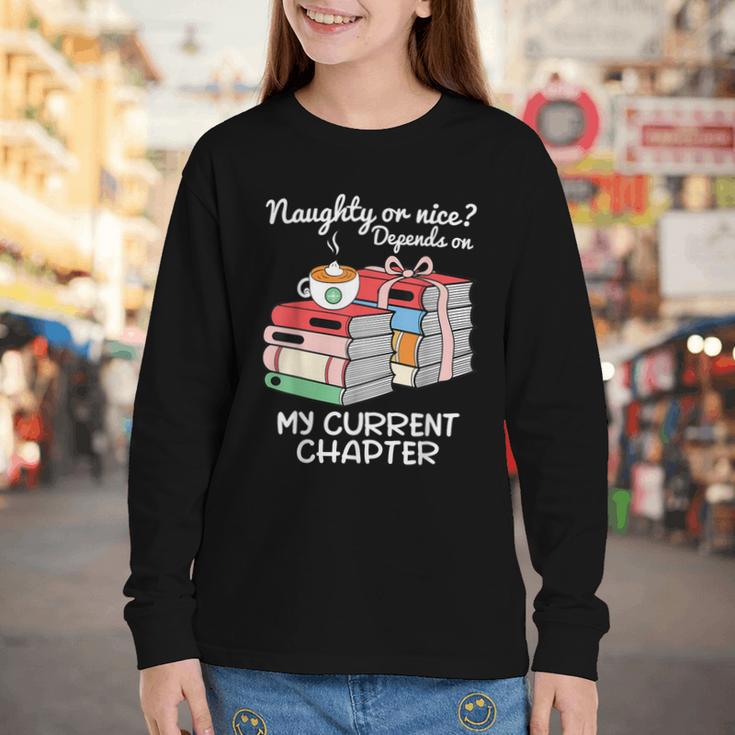 Christmas Book Lovers Naughty Or Nice Youth Long Sleeve Tee