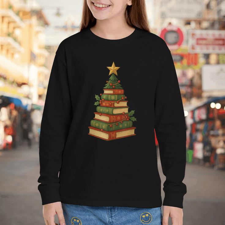 Christmas Book Tree Bookshelf Holiday For Readers Librarians Youth Long Sleeve Tee Christmas Book Tree Bookshelf Holiday For Readers Librarians Youth Long Sleeve Tee
