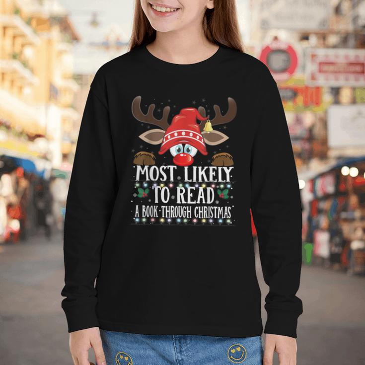 Christmas Matching Most Likely To Read A Book PJS Youth Long Sleeve Tee