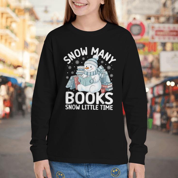 Christmas Reading Snowman So Many Books Men Women Kids Youth Long Sleeve Tee Christmas Reading Snowman So Many Books Men Women Kids Youth Long Sleeve Tee