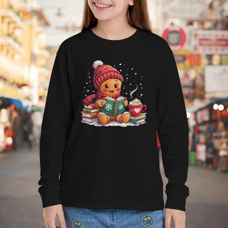 Cozy Gingerbread Christmas Reading Book Xmas Snowflakes Fall Youth Long Sleeve Tee Cozy Gingerbread Christmas Reading Book Xmas Snowflakes Fall Youth Long Sleeve Tee