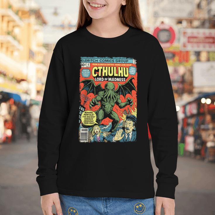 Cthulhu Lord Of Madness Vintage Comic Book Cover Youth Long Sleeve Tee