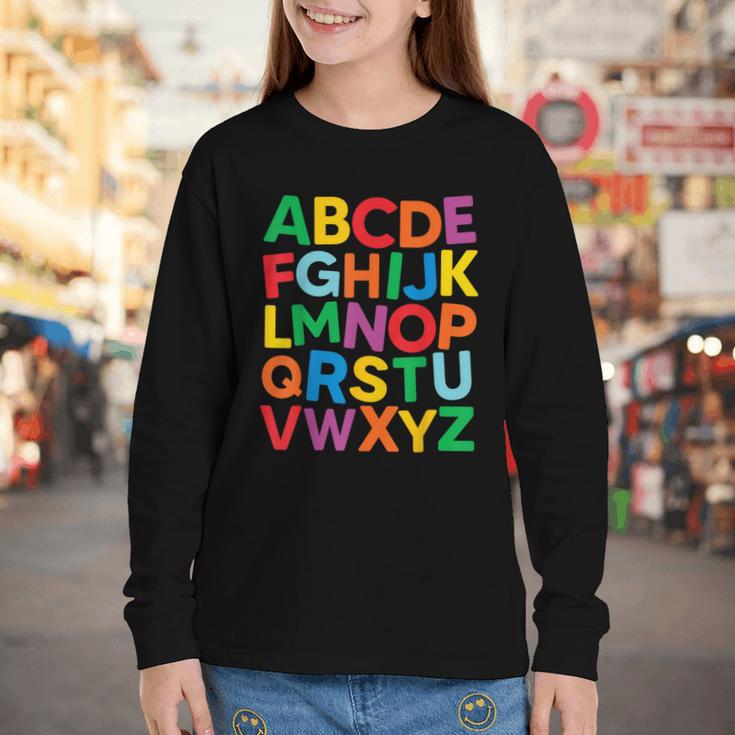Cute ABCs Shirt Alphabet Colorful Letters Reading Books Kids Youth Long Sleeve Tee Cute ABCs Shirt Alphabet Colorful Letters Reading Books Kids Youth Long Sleeve Tee